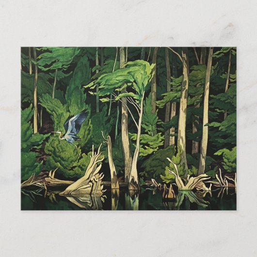 A J Cassonによるカナダの絵画「ブルーヘロン」 ポストカード (正面)