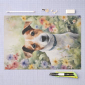 : A Jack Russell in Flowers Decompage 薄葉紙 (クラフト)