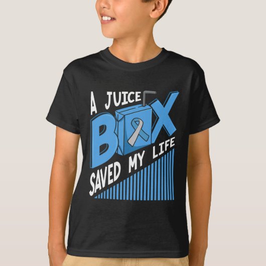 A Juice Box Saved My Life Diabetes Dm Blue Awarene Tシャツ (正面)