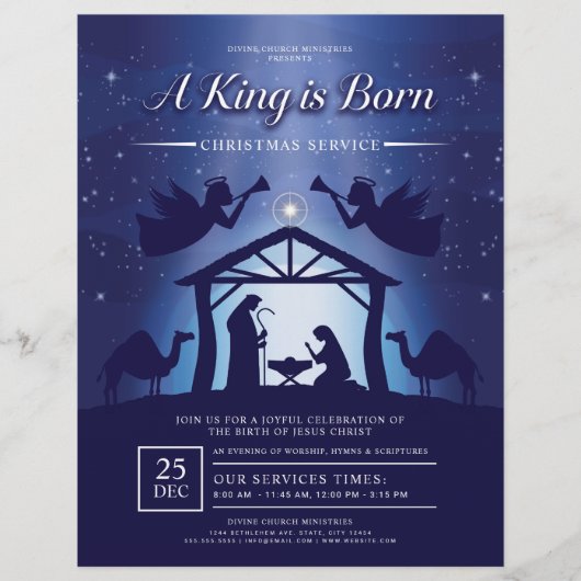 A King is Born Blue Nativity Scene Church チラシ (正面)