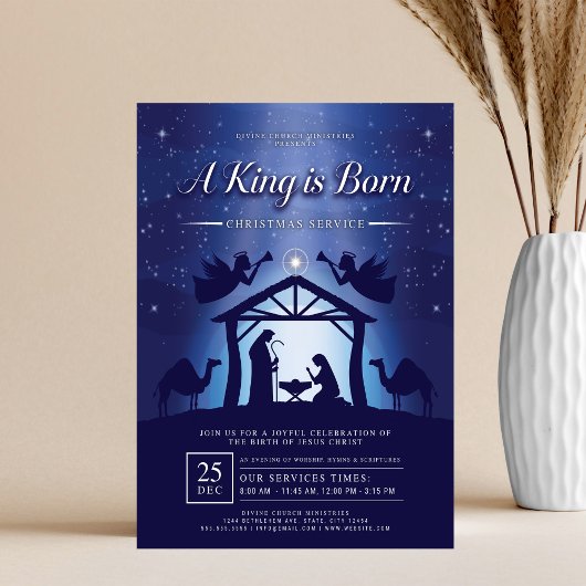 A King is Born Blue Nativity Scene Church チラシ