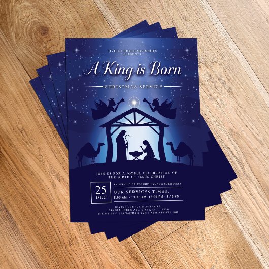 A King is Born Blue Nativity Scene Church チラシ