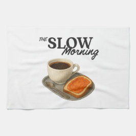 A kitchen towel with coffee and toast image キッチンタオル