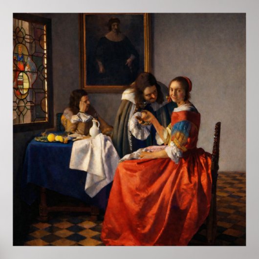 A Lady and Two Gentlemen by Johannes Vermeer ポスター (正面)