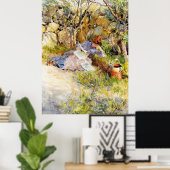 A Lady Reading a Newspaper by Carl Larsson ポスター (ホームオフィス)