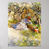 A Lady Reading a Newspaper by Carl Larsson ポスター (正面)