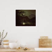 A Lake by Moonlight, c.1780-82 (キャンバス上の油) ポスター (キッチン)