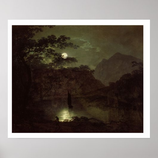 A Lake by Moonlight, c.1780-82 (キャンバス上の油) ポスター (正面)
