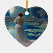 A Lake With Lily Pads and Flowers Valentine Tree セラミックオーナメント (正面)