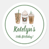 A Latte of Fun Coffee Birthday Sticker ラウンドシール (正面)