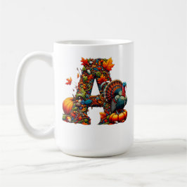 A letter A in Thanksgiving style コーヒーマグカップ
