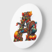 A letter A in Thanksgiving style ラージ壁時計 (傾斜)