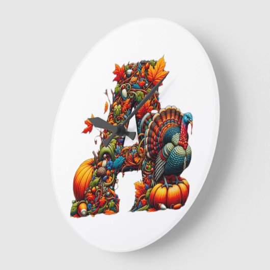 A letter A in Thanksgiving style ラージ壁時計 (傾斜)