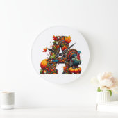 A letter A in Thanksgiving style ラージ壁時計 (ホーム)