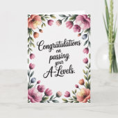 A Level Exam Floral Congratulation Graduation  カード (正面)