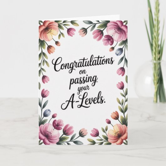 A Level Exam Floral Congratulation Graduation  カード (正面)