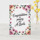 A Level Exam Floral Congratulation Graduation  カード (黄色い花)