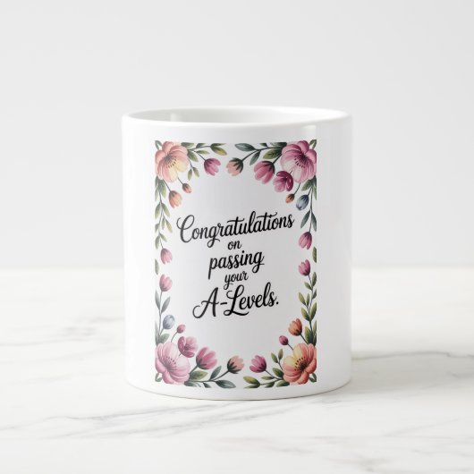 A Level Exam Floral Congratulation Graduation  ジャンボコーヒーマグカップ (正面)