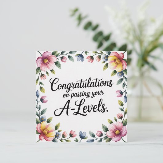 A Level Exam Floral Congratulation  Greeting Cards (スタンド正面)