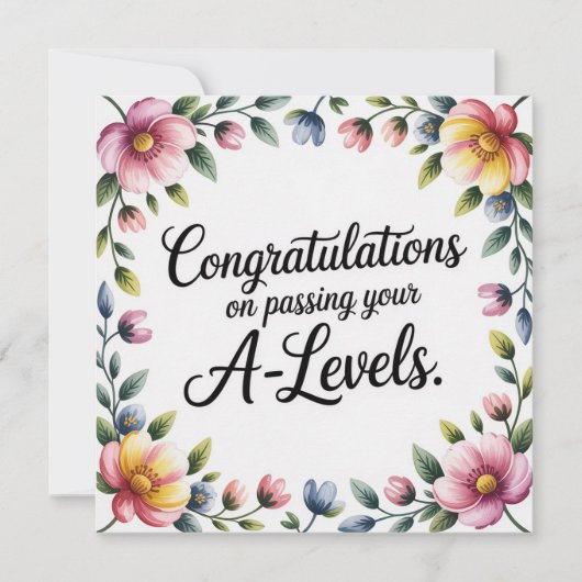 A Level Exam Floral Congratulation  Greeting Cards (正面)