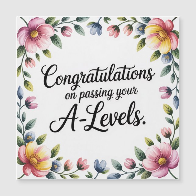 A Level Exam Floral Congratulation  Magnetic Card (正面)
