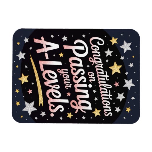 A Level Exam radiant star Congratulation cards マグネット (横)