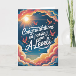 A Level Exam sky sunshine Congratulation cards カード