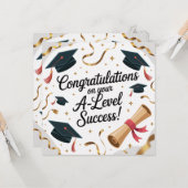 A-Level success Flat Graduation Greeting Card  カード (正面/裏面インサイチュ)