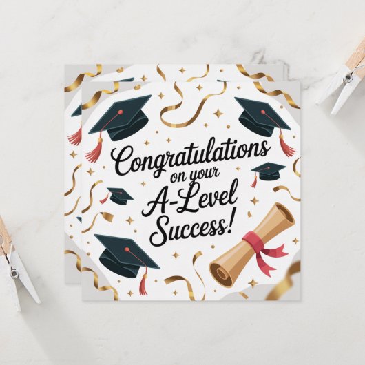 A-Level success Flat Graduation Greeting Card  カード (正面/裏面インサイチュ)