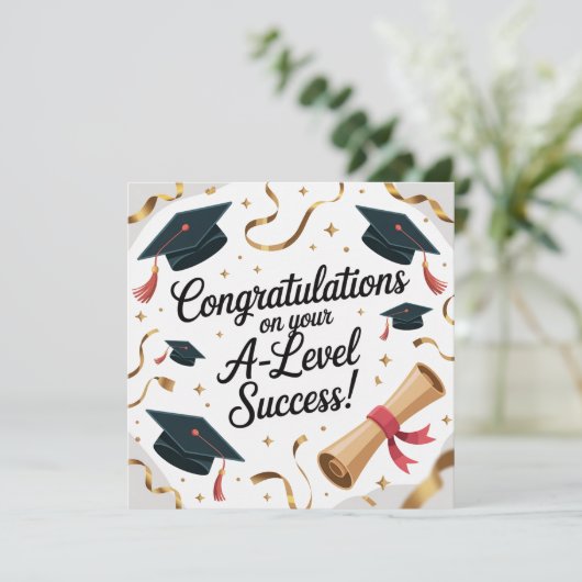 A-Level success Flat Graduation Greeting Card  カード (スタンド正面)