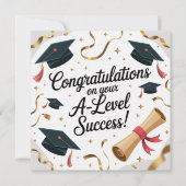 A-Level success Flat Graduation Greeting Card  カード (正面)