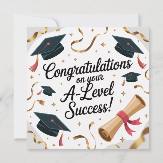 A-Level success Flat Graduation Greeting Card  カード (正面)
