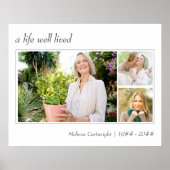 A Life Well Livedスクリプエレガントト3写真葬儀 ポスター (正面)