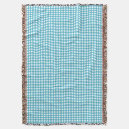 A light blue and white checkered blanket  スローブランケット (正面縦)