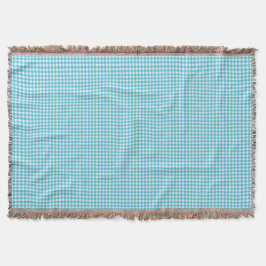 A light blue and white checkered blanket  スローブランケット