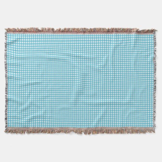 A light blue and white checkered blanket  スローブランケット (正面)