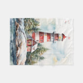 A Lighthouse in Winter フリースブランケット (正面(横))