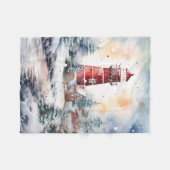 A Lighthouse in Winter フリースブランケット (正面(横))