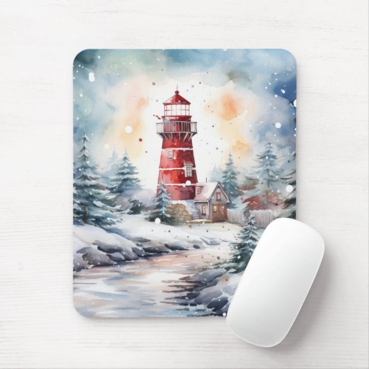 A Lighthouse in Winter マウスパッド (マウス)