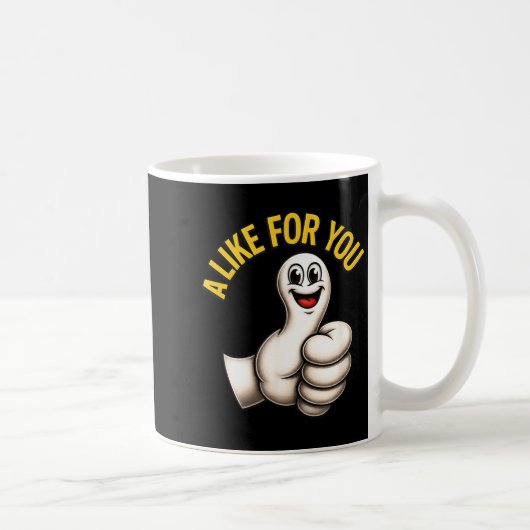 A Like For You, Funny Thumbs Up Cartoon Design For コーヒーマグカップ (右)