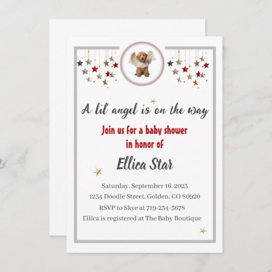 A Lil'エンジェルベビーシャワー招待状 招待状 (正面/裏面)