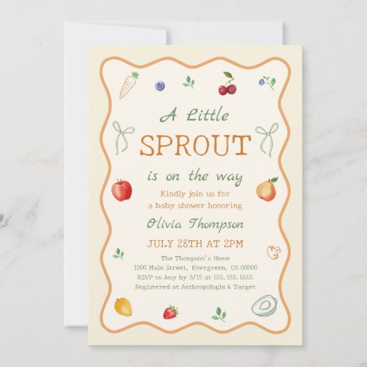 A Litte Sprout Baby Shower 招待状 (正面)