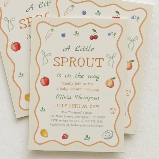 A Litte Sprout Baby Shower 招待状