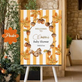 A Little Acorn Fall Plaids Baby Shower Welcome ポスター