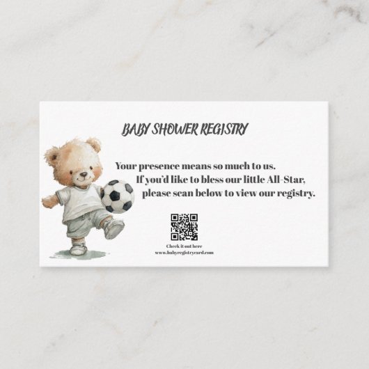 A Little All-Star Baby Shower Registry Card エンクロージャーカード (正面)