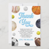 A Little Allstar Is On The Way! Sports Baby Shower サンキューカード (正面)