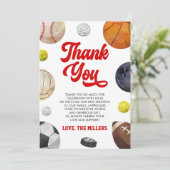 A Little Allstar Is On The Way! Sports Baby Shower サンキューカード (スタンド正面)