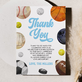 A Little Allstar Is On The Way! Sports Baby Shower サンキューカード