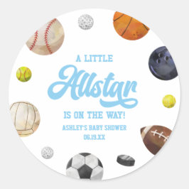 A Little Allstar Is On The Way! Sports Baby Shower ラウンドシール