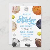 A Little Allstar Is On The Way! Sports Baby Shower 招待状 (正面)
